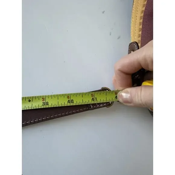 Fossil Striped Canvas Handbag Leather Trim Handles Shoulder Strap 9x7”​ - Picture 12 of 12